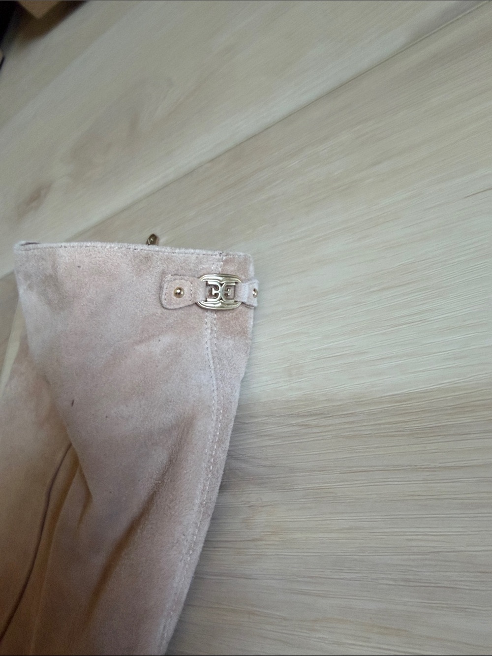 Knee-High Suede Heeled Boots in Blush - Picture 4 of 4